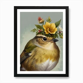 Bird With Flower Crown 9 Art Print