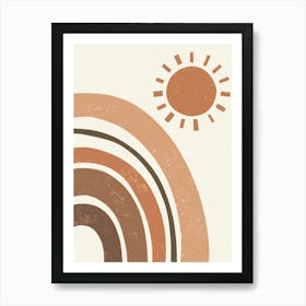 Sun Abstract Curves Earth Tones Art Print