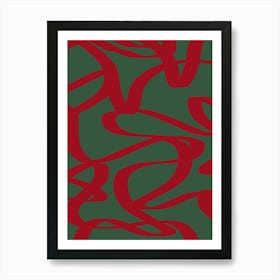 Abstract Line Red And Green Christmas Art Print