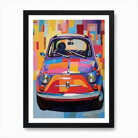 Fiat 500 Vintage Car Matisse Style Drawing Colourful 0 Art Print