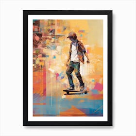 Skateboarding In Austin, United States Drawing 3 Art Print