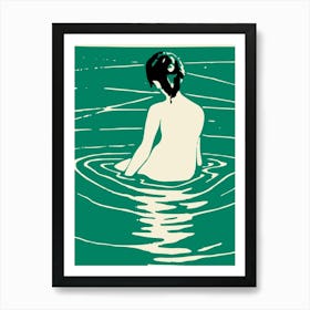 Woman in river Art Print Art Print