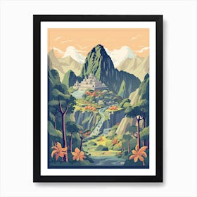 Machu Picchu   Cusco, Peru   Cute Botanical Illustration Travel 1 Art Print