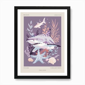 Purple Zebra Shark Illustration 2 Poster Art Print