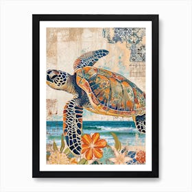 Wallpaper Style Sea Turtle 2 Art Print
