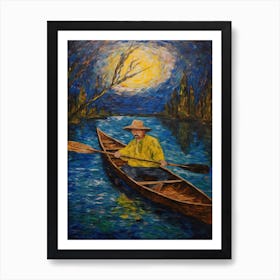 Kayacking In The Style Of Van Gogh 2 Art Print