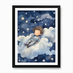 Boy Sleeping In Clouds 2 Art Print