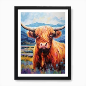 Colourful Impressionism Style Painting Of A Highland Cow 4 Art Print