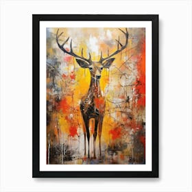 Deer Abstract Expressionism 4 Art Print