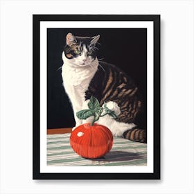Drawing Of A Still Life Of Amaryllis With A Cat 4 Art Print