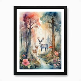 Deer In The Forest Art Print