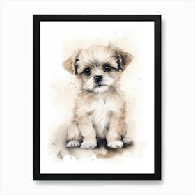 Baby Puppy Dog Watercolour Nursery 4 Art Print