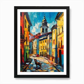 Painting Of Moscow Russia With A Cat In The Style Of Pop Art 3 Art Print