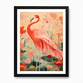 Greater Flamingo 2 Detailed Bird Painting Art Print