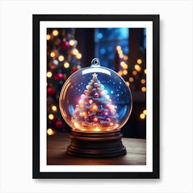 Christmas Tree In A Snow Globe Art Print