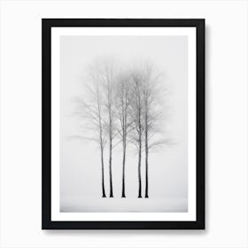 Three Trees In The Fog Art Print