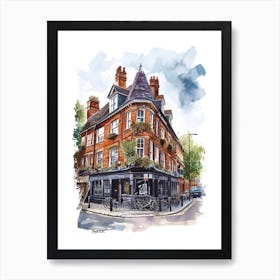 Richmond Upon Thames London Borough   Street Watercolour 1 Art Print