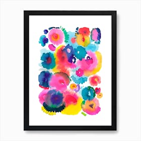 Ink Painterly Colorful Floral Art Print