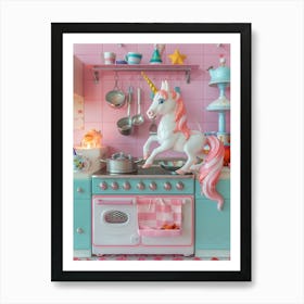 Toy Unicorn In The Toy Kitchen Art Print