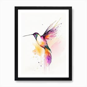 Hummingbird At Sunrise Minimalist Watercolour 4 Art Print