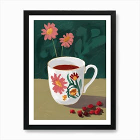 Tea Cup With Flowers Art Print