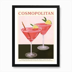 Cosmopolitan Cocktail Poster Pink Kitchen Art Art Print