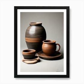 Pots And Saucers Art Print