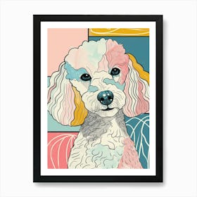 Pastel Poodle Dog Line Illustration Art Print