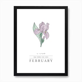 February Iris Birth Flower 2 Art Print