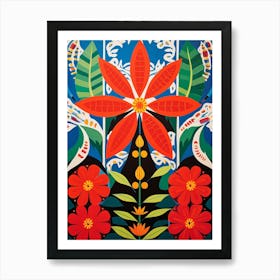 Flower Motif Painting Poinsettia 2 Art Print