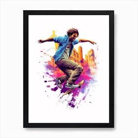 Skateboarding In Sydney, Australia Gradient Illustration 1 Art Print