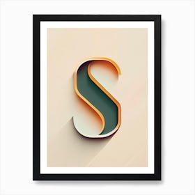 S, Letter, Alphabet Retro Minimal 1 Art Print