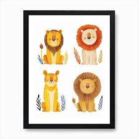 African Lion Lion In Different Seasons Clipart 1 Art Print