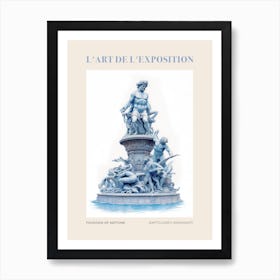 Fountain Of Neptune, Florence Vintage Poster Art Print