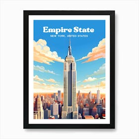 Empire State New York Skyscraper Modern Travel Illustration Art Print