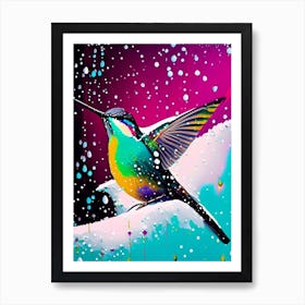 Hummingbird In Snowfall Andy Warhol Inspired Art Print