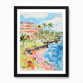 The Ritz Carlton, Kapalua   Maui, Hawaii   Resort Storybook Illustration 1 Art Print