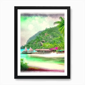 Koh Tao Thailand Soft Colours Tropical Destination Art Print