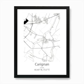 Carignan,Canada Minimalist Map Art Print