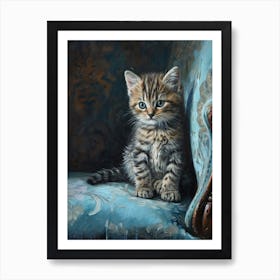 Cat Sat On A Blue Throne Rococo Inspired 1 Art Print