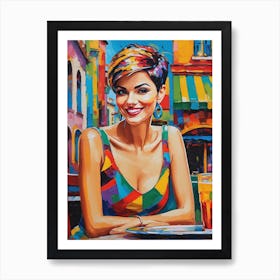 Woman Sitting At A Table Art Print