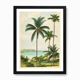 Half Moon Bay Antigua Vintage Art Print