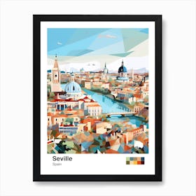 Seville, Spain, Geometric Illustration 1 Poster Art Print