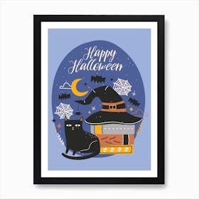 Happy Halloween Cat Art Print