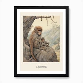 Beatrix Potter Inspired  Animal Watercolour Baboon Art Print