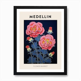 Medellin Colombia Botanical Flower Market Poster Art Print