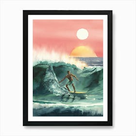 Surfer At Sunset Art Print