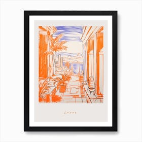 Luxor Egypt Orange Drawing Poster Art Print