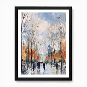 Winter City Park Painting El Retiro Park Madrid Spain 2 Art Print