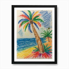 Palm Tree On The Beach 1 Art Print